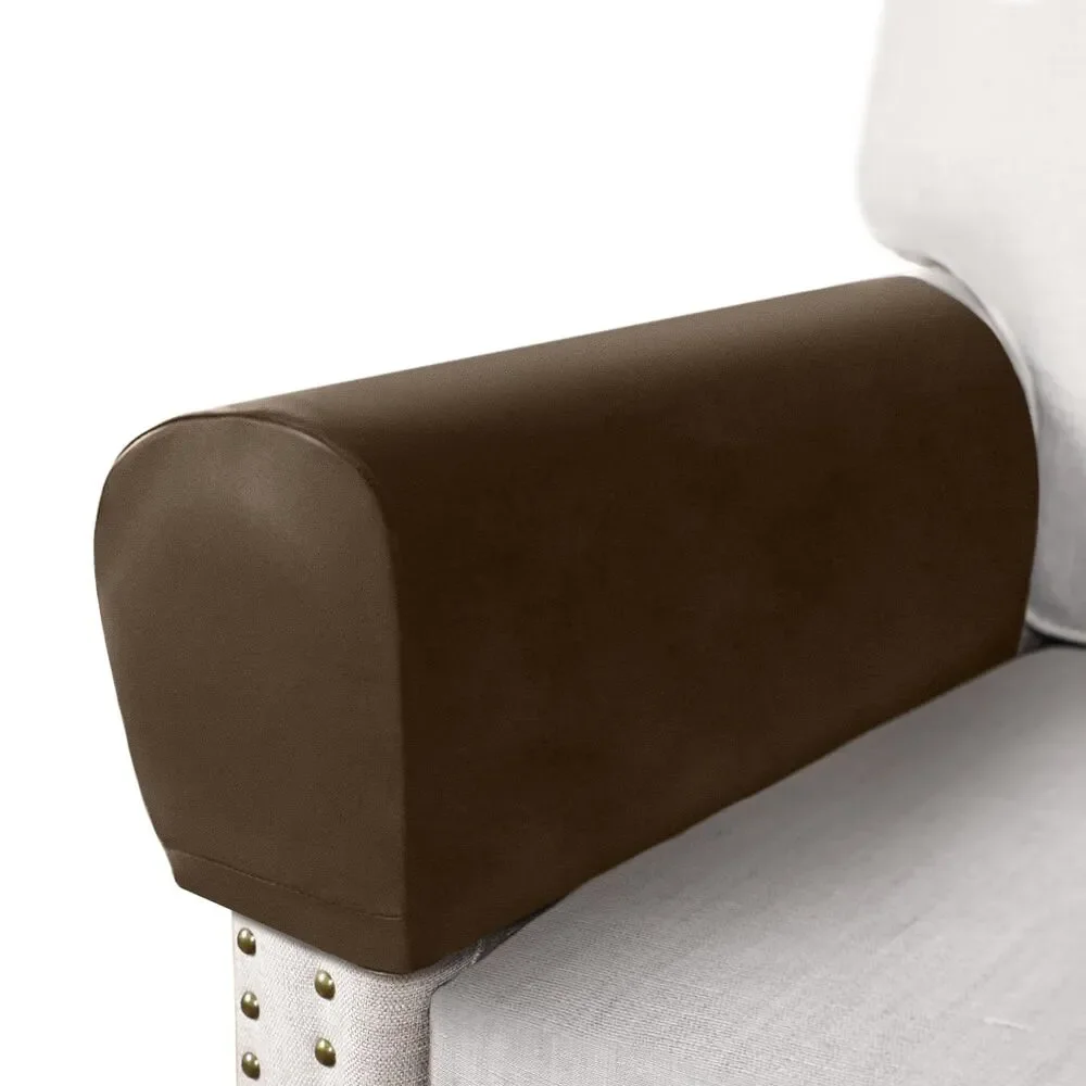 Set of 2 PU Leather Armrest Covers for Sofa Couch Furniture Protector